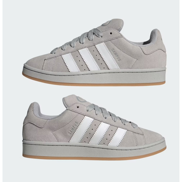 Iconic Adidas Original Campus 3-Stripes Lace Up Sneakers Gray / White Mens 8.5 - Picture 10 of 11